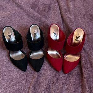 Shoen Elegant Black and Red Mules